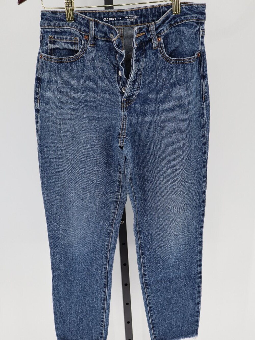 Old Navy OG Straight high rise button fly raw hem ankle jeans Size 6